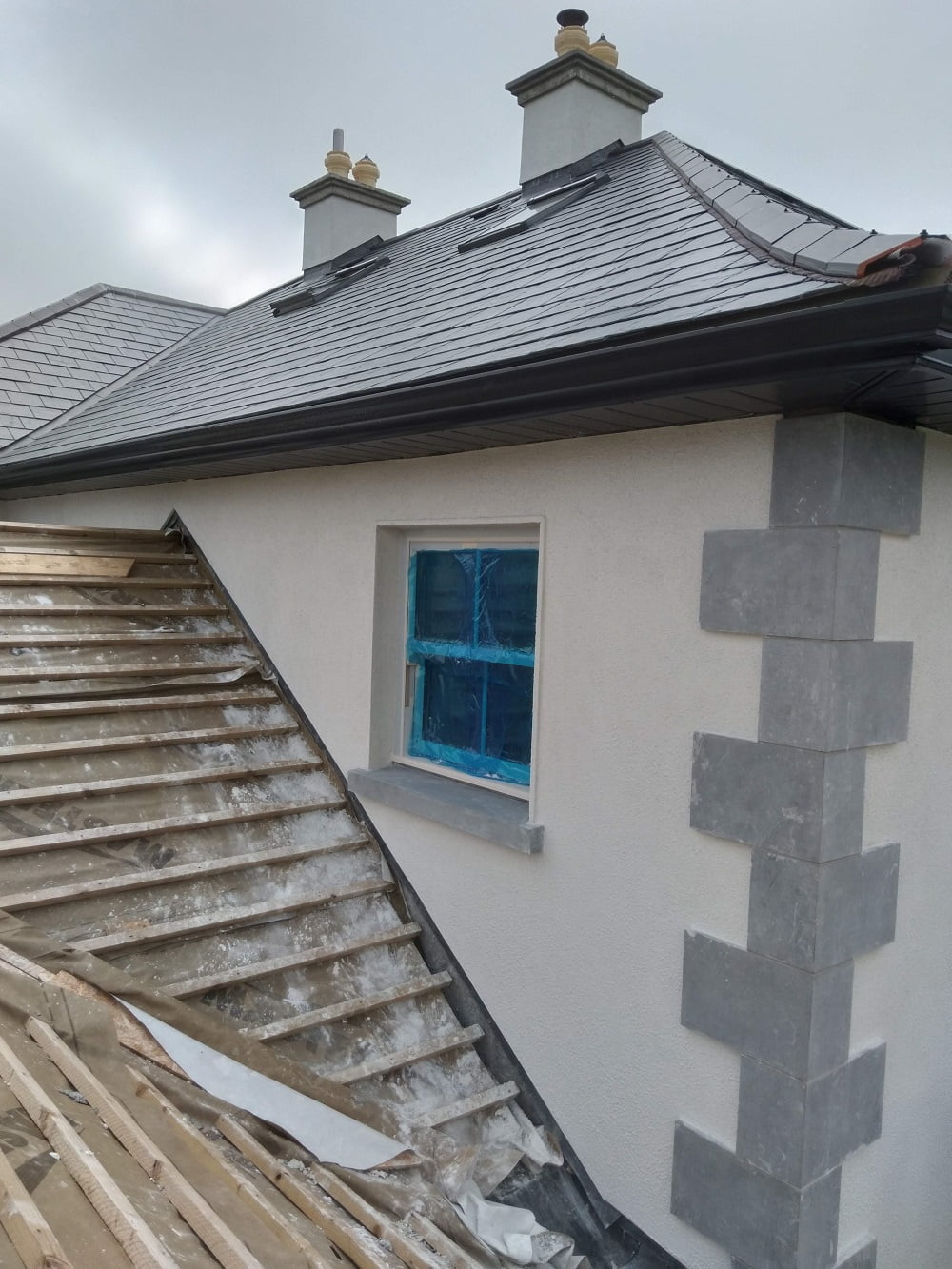 Nap plaster on chimneys and over extension roof